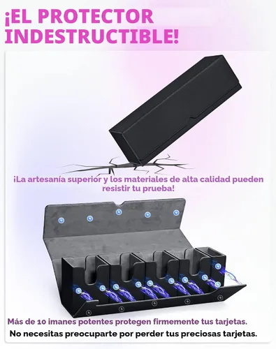 Miniatura 5 de UAONO Caja de cartas con bandeja de dados para MTG, funda de cartas 5 en 1 con capacidad para más de 800 tarjetas sin mangas, organizador magnético