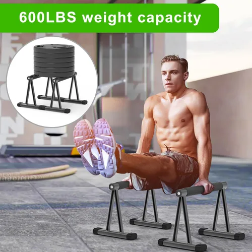 Miniatura 6 de Dolibest Push Up Bar, 12'' High Parallettes Bars with 8 Rubber Feet & Foam Handle, Dip Bars with Stable Triangle Base for Calisthenics, Handstand