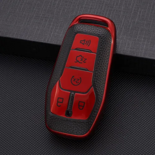 Miniatura 8 de Funda para llavero para Ford F150 Explorer Fusion Mustang Edge Lincoln MKZ MKC MKX TPU suave accesorios para automóvil inteligente (rojo)