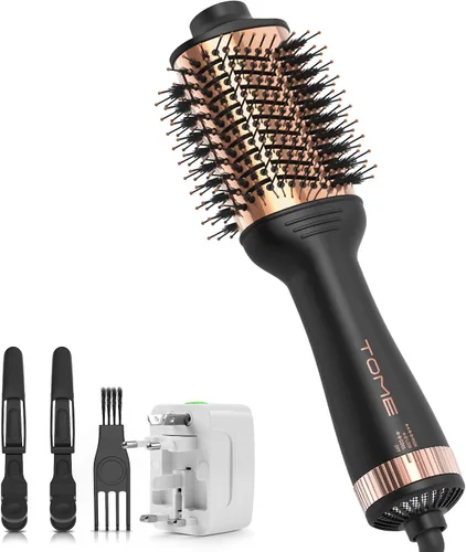 Miniatura 12 de Cepillo secador de pelo, cepillo secador de pelo de 1200 W en uno, cepillo de aire caliente redondo de 1.772 in para volumen y golpes suaves, doble