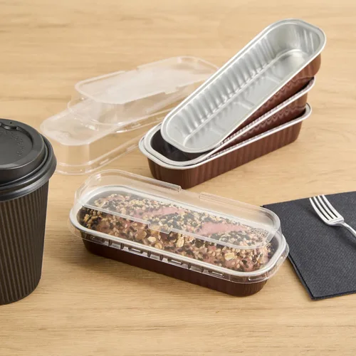 Miniatura 7 de Restaurantware - Mini moldes para pasteles de 6.8 onzas, 6.5 x 2.6 x 1.2 pulgadas, 100 tazas redondas para hornear, desechables, con tapas de Café