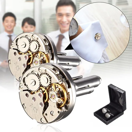 Miniatura 3 de BABAN reloj de estilo Steampunk de lujo para hombre reloj clásico gemelos con forma de mecanismo con caja de exhibición para guardar elegante