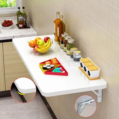 Mesa plegable montada en la pared, ahorro de espacio, pintura de piano para cocina, mesas de bar, escritorio flotante de escritura para computadora,