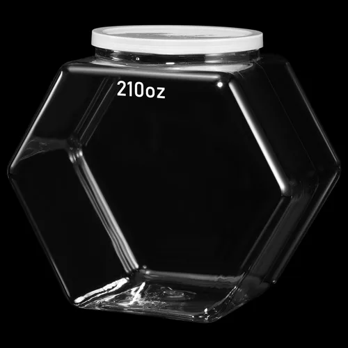 Miniatura 8 de Uiifan Tarro de plástico para dulces con tapa, cuencos de pescado transparentes, recipientes hexagonales para aperitivos, comida de perro, mascotas