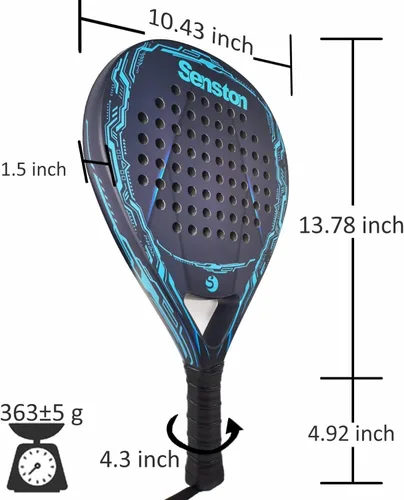 Miniatura 2 de Senston Raqueta de pádel con superficie de fibra de carbono con núcleo de espuma flexible de memoria EVA, pala de pádel con bolsa de transporte