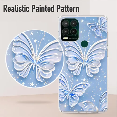 Miniatura 5 de Paquete de 2 fundas elegantes con purpurina de mariposa para Moto G Stylus 5G 2021, delgada y suave TPU de lujo, a prueba de golpes, para adultos