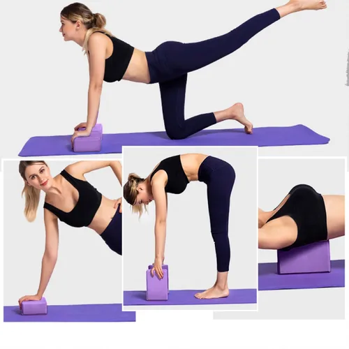Miniatura 7 de Muka Paquete de 4 bloques de yoga de 4 x 6 x 9 pulgadas, ladrillo de yoga de espuma EVA de alta densidad para meditación, pilates Negro