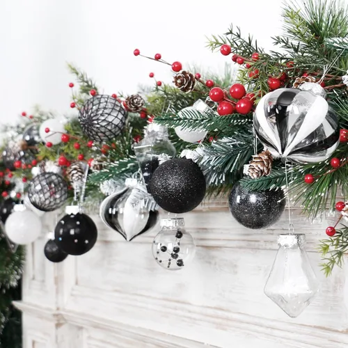 Miniatura 6 de Juego de Adornos de Bolas de Navidad, 34 piezas de adornos de Navidad de plástico transparente irrompibles para decoración colgante del árbol