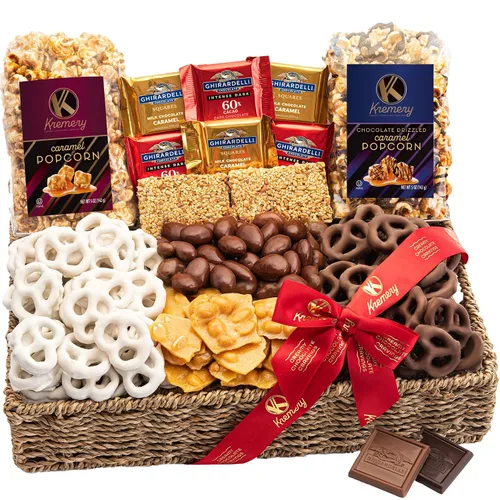 Miniatura 13 de KREMERY - Pretzels cremosos de chocolate cubiertos de chocolate, palomitas de maíz, nueces y dulces (premium, 2.5 libras) en bandeja de hierba