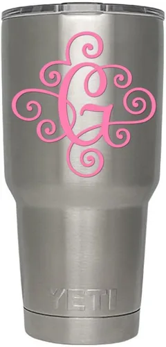 Miniatura 60 de Monogram - Calcomanía troquelada/vinilo adhesivo. Haga clic para opciones de color/letra. Disponible en cuatro colores y todas las letras de la A