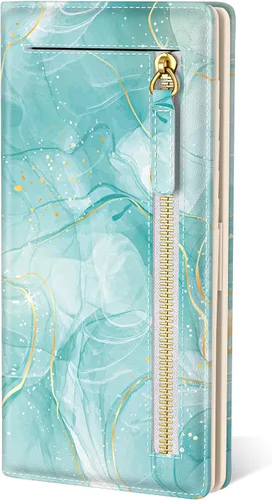 Miniatura 12 de Billetera de cuero genuino de lujo para mujer con bloqueo RFID, compacta, plegable, con ventana para identificación, Gato negro, Moderno