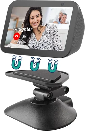 Miniatura 4 de Soporte para Echo Show 5 (3ª generación) y teléfono celular, soporte de altavoz inteligente de altura ajustable, base magnética antideslizante