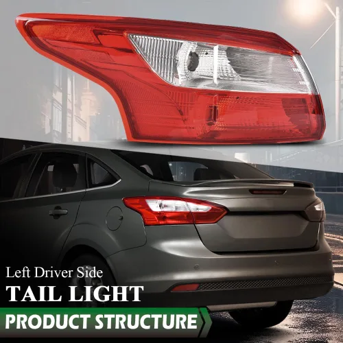 Miniatura 5 de GRAND ORANGE Conjunto de luces traseras, lámpara trasera izquierda del lado del conductor, luz de freno compatible con Ford Focus 4 puertas Sedan