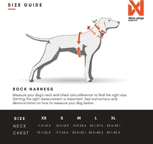 Miniatura 3 de Non-stop dogwear Rock Arnés ajustable para perros pequeños con 3 clips para correa, asa y reflectante, negro/naranja, talla XS