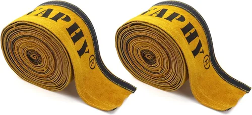 Miniatura 8 de TIG - Funda para cable de soldadura para antorcha de soldadura, paquete de 2 fundas amarillas de cuero resistente al fuego de 137 x 4 pulgadas