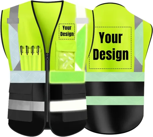 Miniatura 8 de Chaleco de seguridad de alta visibilidad Personaliza tu logotipo chaleco de seguridad protector, Amarillo