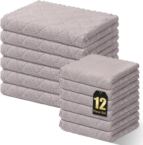 Miniatura 17 de Homaxy - Paquete de 12 trapos de cocina (10 x 10 pulgadas, morado), de terciopelo coral, supersuaves y absorbentes, de secado rápido, paño