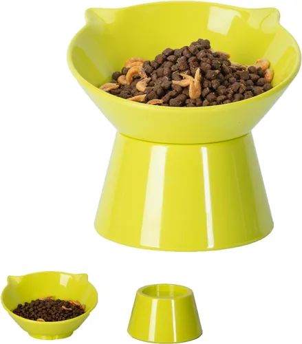 Miniatura 13 de Cuencos elevados desmontables para gatos, tazón elevado para comida de gatos inclinado 15° anti-vómito, amigable con los bigotes, platos ajustables