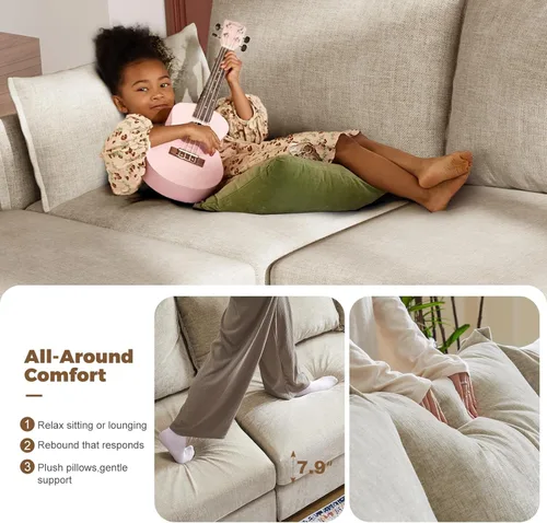 Miniatura 5 de ABCASA Silla de Acento de Gran Tamaño, Sillón Moderno Tapizado con Respaldo Extraíble y Funda Desmontable, Asiento de 24.5 Pulgadas de Profundidad