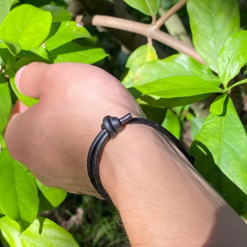 Miniatura 26 de 3 mm Men Genuine Leather Bracelet - Handmade Adjustable Cuff, Mens Minimalism Leather Wrap Wristband, Simple Accessories, Premium Leather, Women