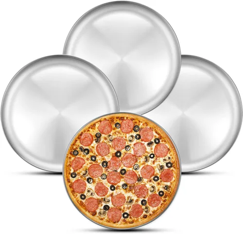 Miniatura 9 de Deedro Bandeja para hornear pizza, bandeja de pizza de acero inoxidable de 10 pulgadas, bandeja redonda para horno de pizza para el hogar