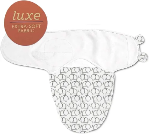 Miniatura 2 de SwaddleMe Luxe Easy Change Swaddle, Ellie Elephant/Triángulo Gris, S/M (0-3 meses)