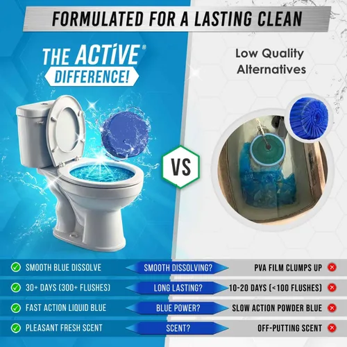 Miniatura 5 de ACTIVE Tabletas Limpiadoras Automáticas para Tazón de Inodoro de Gel Azul Limpiadores de Tanque de Inodoro, Removedor de Manchas de Anillo de Agua