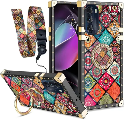 Miniatura 12 de nancheng Funda para Motorola Moto One 5G Ace/One 5G UW Ace Luxury Colorful Love Heart Bee Design Gold Electroplated Phone Cover with 360° Diamond