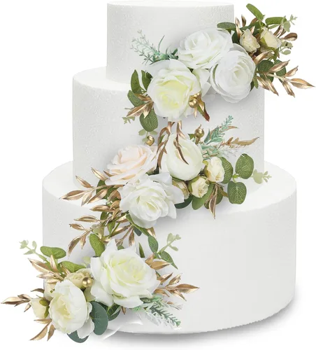Miniatura 9 de Rinlong 3 piezas de decoración de pastel de flores azules para bebé, decoraciones de pastel, topper de pastel para boda, decoración de pastel