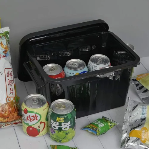 Miniatura 4 de Caja de almacenamiento de plástico negro de 6 cuartos de galón con asas, 6 paquetes