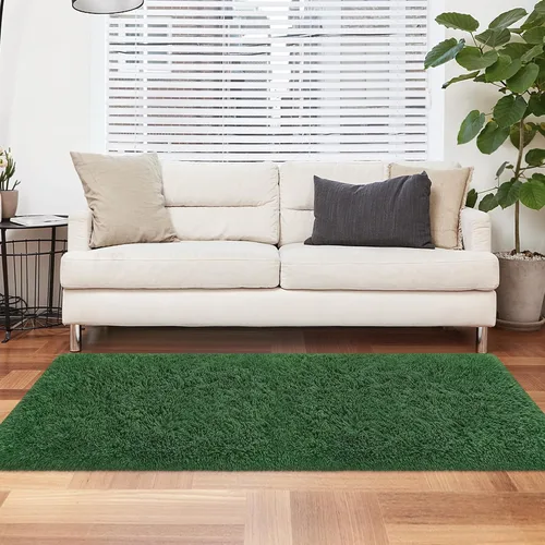 Miniatura 9 de Alfombras verdes para dormitorio de niños: alfombra de pasillo lavable de 2x6, alfombras pequeñas antideslizantes, esponjosas, suaves, peludas