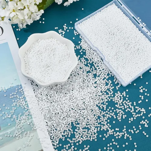 Miniatura 3 de PandaHall Elite - 6000 cuentas de semillas de vidrio 11/0, cuentas redondas opacas de color blanco para la cintura, cuentas espaciadoras de 0.079