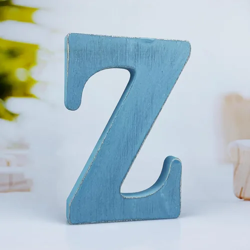 Miniatura 32 de Letras de madera azul rústica de 6 pulgadas, letras de madera sin terminar para decoración de pared, letras azules retro de pie, decoración