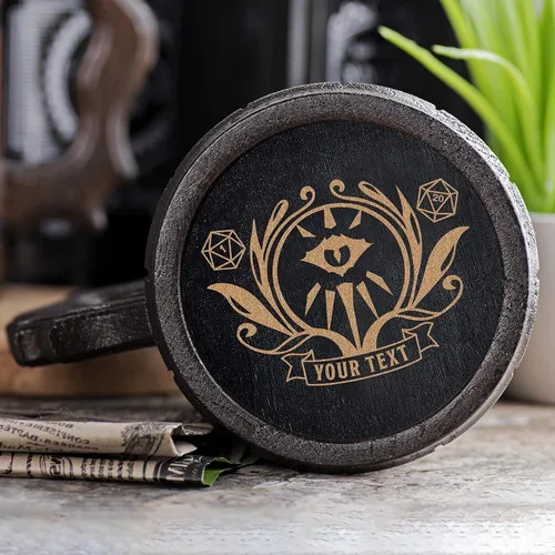 Miniatura 5 de Taza de cerveza de clase Warlock de 17 onzas, regalo de fiesta de mazmorras y dragones para amantes de dnd, taza de cerveza de madera personalizada