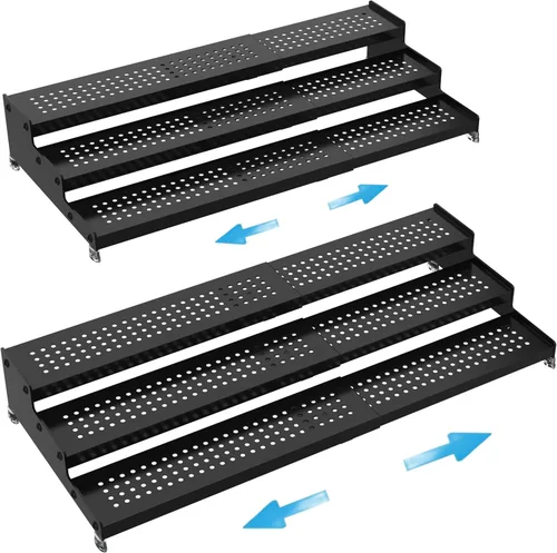 Organizador de especias expandible con estante de 3 niveles, diseño moderno resistente, antideslizante y visibilidad, ideal para armario de cocina,