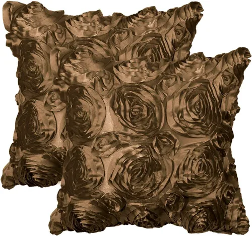 Miniatura 12 de PiccoCasa 2 fundas de almohada con diseño de flores 3D, románticas fundas de cojín decorativas de satén, funda de almohada con rosas estéreas