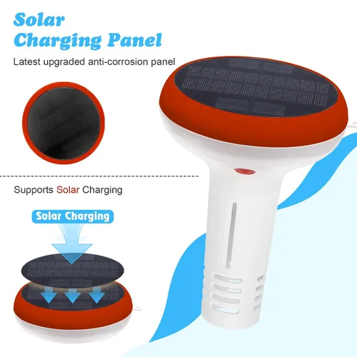 Miniatura 5 de YINMIK - Monitor inteligente de piscina, lector de sal de piscina con energía solar, medidor digital de sal de pH para piscina de agua salada