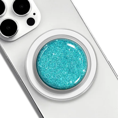 Blue Ocean Beach Soporte de Agarre Plegable Extensible para Teléfono Celular con Cristal Transparente y Purpurina para Teléfonos Inteligentes y