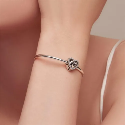 Miniatura 2 de BISAER Abalorio de plata de ley 925 con cuentas de cristal azul Hamsa para pulsera Pandora