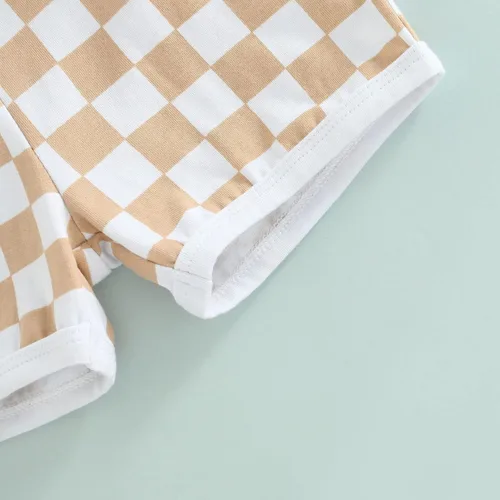 Miniatura 7 de Pantalones cortos de verano para bebé, con estampado a cuadros, de algodón, casuales, cintura elástica, pantalones cortos para correr