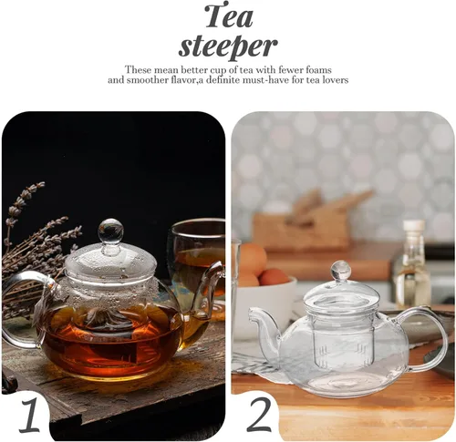 Miniatura 7 de Filtro de tetera de repuesto universal de vidrio infusor de té con tapa, colador de té, tetera de vidrio de repuesto para 20.3 fl oz