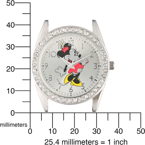 Miniatura 5 de Disney Reloj de cuarzo analógico redondo con purpurina para adultos, Rojo