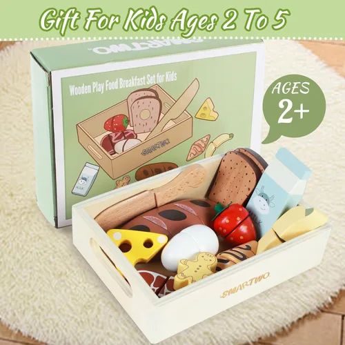 Miniatura 9 de Juego de café de madera para niños y juguete de panadería de madera para desayuno