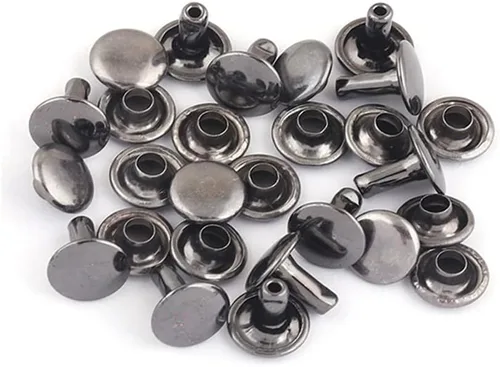 Miniatura 12 de Remaches tubulares de doble tapa arcoíris – Remache rápido redondo de botón de metal arcoíris de 0.354 in, remaches para bolsos, bolsos, zapatos