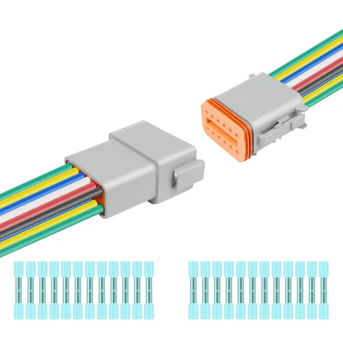 Miniatura 15 de Kit de 6 conectores Deutsch DT de 2 pines negro macho hembra arnés de cableado Deutsch Pigtail de 2 vías impermeable conector eléctrico automotriz