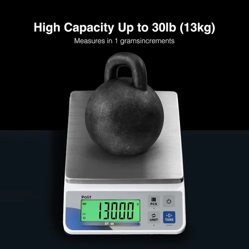 Miniatura 5 de Polit Báscula digital de cocina KT-66 de 30 libras/28.7 lbs Báscula de precisión de alimentos de 0.05 oz/1 g con pantalla LCD, batería