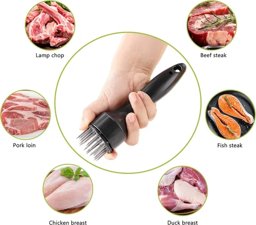 Miniatura 4 de OLULU - Ablandador de carne, aguja de acero inoxidable ultra afilada de 20 cuchillas para ablandar pollo, carne de res, filete, ternera y cerdo