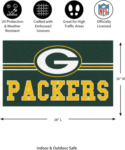 Miniatura 3 de Team Sports America Tapete de entrada de la NFL 28 x 16 pulgadas Escotilla cruzada en relieve Parte trasera antideslizante Decoración