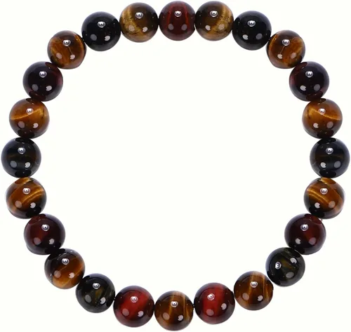 Miniatura 2 de HOZEAL Pulsera de triple protección, brazalete de obsidiana negra con ojo de tigre y hematita para hombres y mujeres, para traer suerte