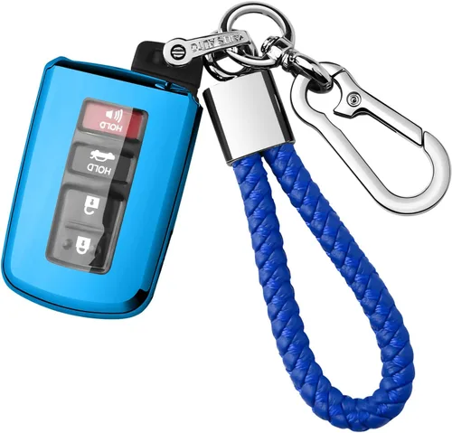Miniatura 12 de Funda con llavero para llave de automóvil de suave poliuretano termoplástico y protección de 360 grados, compatible con llave inteligente (plateado)